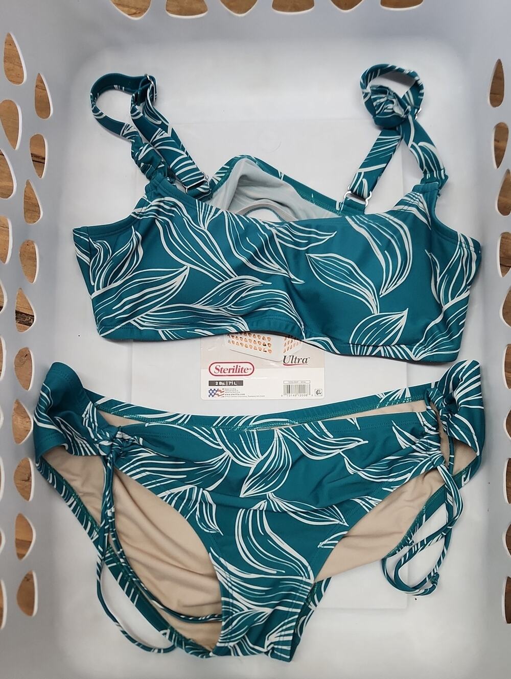 Ingrid & Isabel Nursing Teal Leaf Print Bikini Set